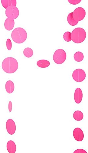 Hot Pink Paper Garland with Dots 20 Feet Total