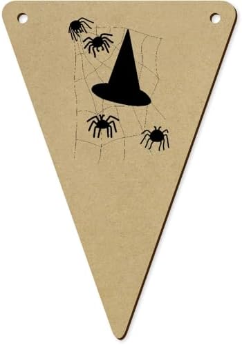 5 x 140mm Halloween Spiders On Web Wooden Bunting Flags