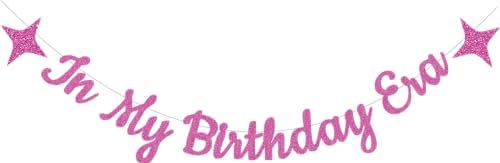 In My Birthday Era Banner Hot Pink Glitter