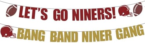 Lets Go Niners Glitter Banner Football Decor