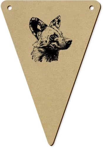 5 Pack African Wild Dog Side View Wooden Bunting Flags