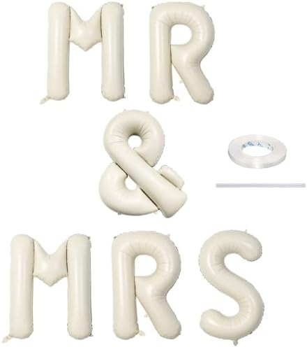 40 Inch Beige Mr Mrs Balloons Wedding Decor