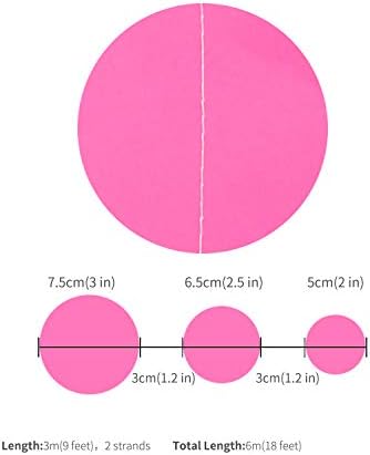 Hot Pink Paper Garland with Dots 20 Feet Total