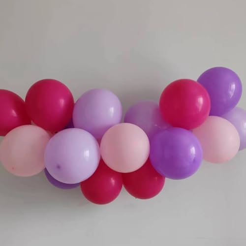 Pink Purple Balloons with Ribbon 100pcs 12 Inch Party Decorations