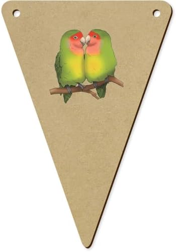 5 x 140mm Lovebirds Cuddling Wooden Bunting Flags