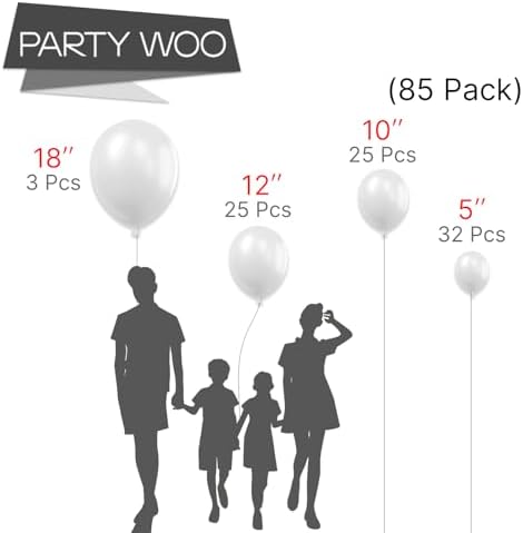 PartyWoo Pearl White Balloons 85pcs Arch Kit Garland Decorations