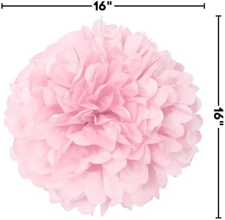 Lovely Pink Hanging Tissue Pom Poms - 16 Inch Pack of 12
