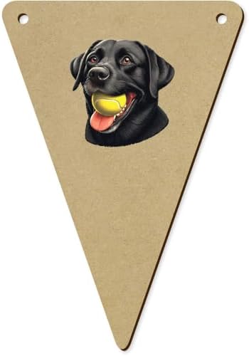 5 x 140mm Black Labrador with Ball Wooden Bunting Flags