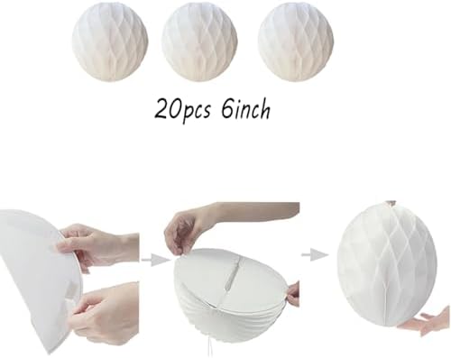 20pcs White Honeycomb Flower Balls for Decorations