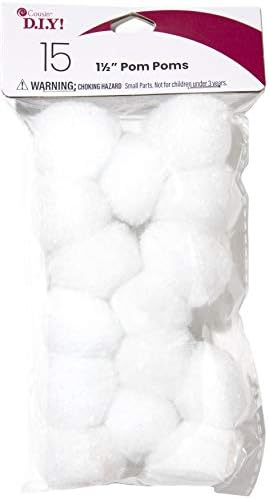 Cousin DIY White 15 Inch Poms 15 Pack