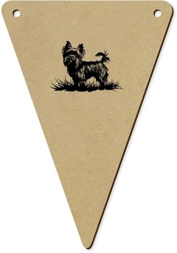 5 Piece 140mm Yorkshire Terrier On Grass Wooden Bunting Flags