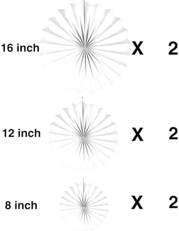 White Paper Fans Hanging Party Decorations Pack of 6