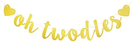 Oh Twodles Gold Hearts Banner for 2nd Birthday