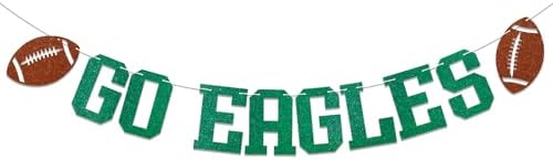 Go Eagles Banner Football Party Decor Green Glitter