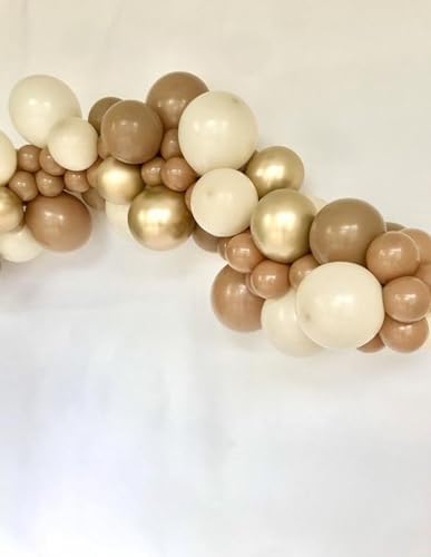 Retro Brown Cream and Metallic Sand Gold Balloons - 12 Inch Set