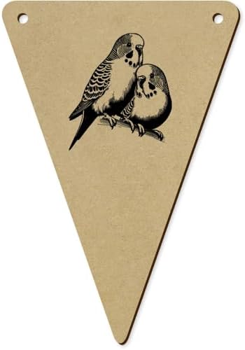 5 x 140mm Budgerigar Friends Wooden Bunting Flags