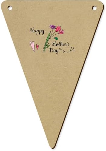 5 x 140mm Happy Mothers Day Flowers Wooden Bunting Flags
