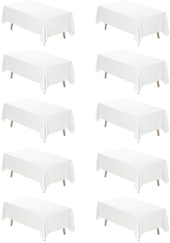 Fixwal 10 Pack White Tablecloths 60x102 Inch Rectangle