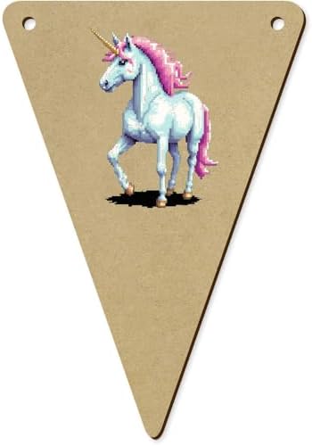 Pink Mane Unicorn Wooden Bunting Flags 5pcs