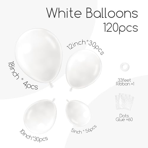120pcs White Balloon Arch Kit for Party Decor