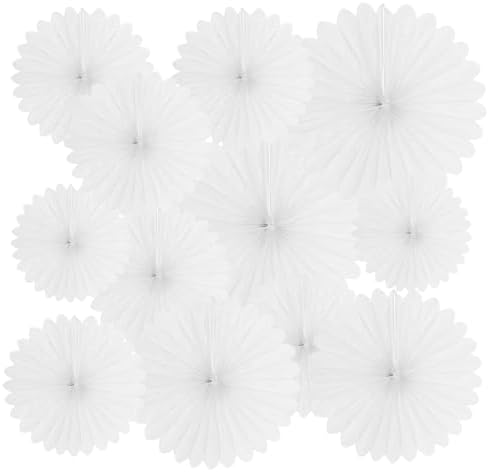 20 Pcs White Hanging Paper Fans for Events Decor