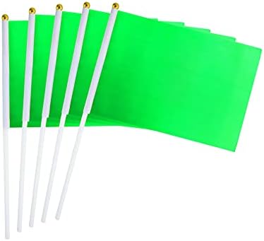 WXTWK 50 Pack Solid Green Flags for Party Decorations