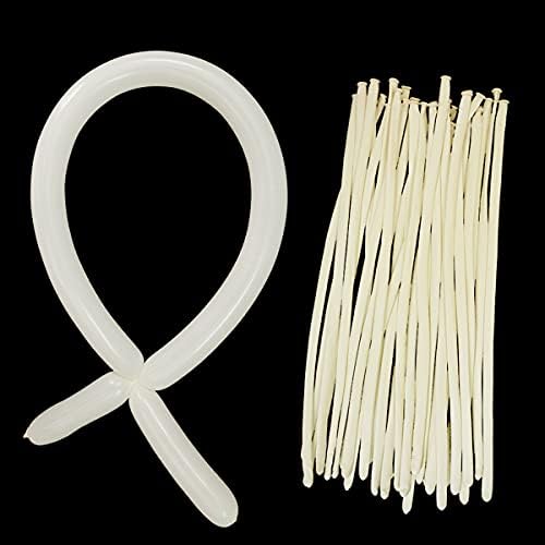 260 White Long Balloons with Ties for Arch