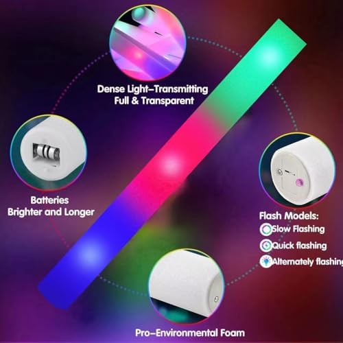 115 Pack LED Foam Glow Sticks with 3 Modes