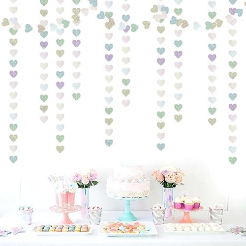 Iridescent Holographic Party Garland - 52ft Glitter Streamers Decor Kit