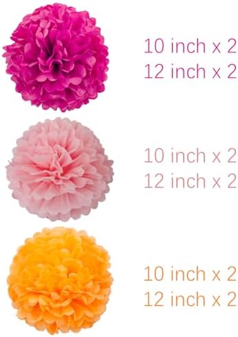 Hot Pink Orange Tissue Pom Poms DIY Decor Kit