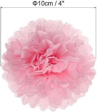 PATIKIL 4 Inch Tissue Pom Poms Flowers 10 Pack Light Pink