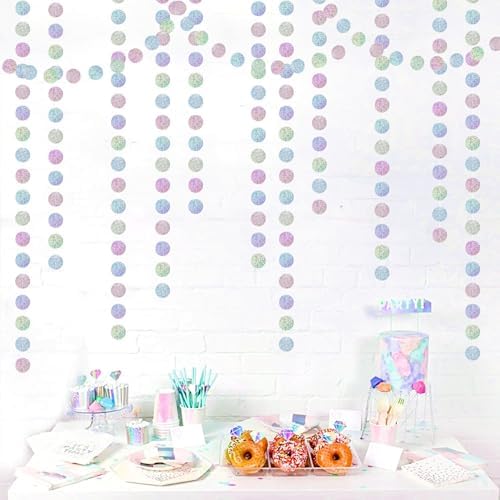 Iridescent Holographic Garland Streamers 52ft Birthday Party Decor