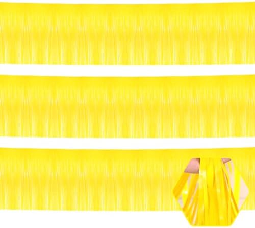 3 Pack Yellow Metallic Foil Fringe Garland for Decorations