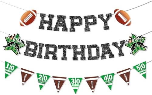 Glitter Football Birthday Decorations Set