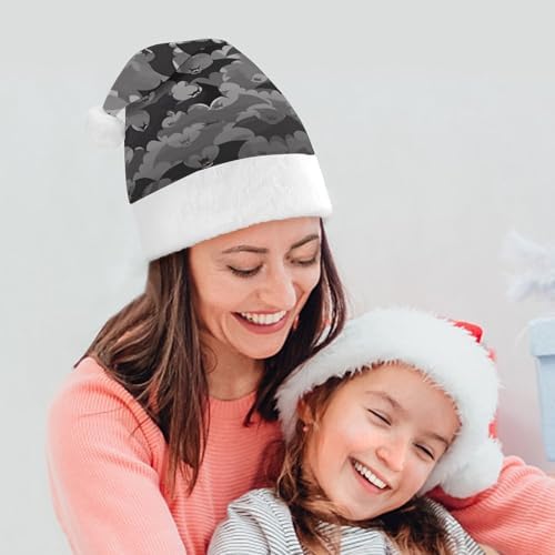 Santa Hat Halloween Bats Grey Christmas Headwear