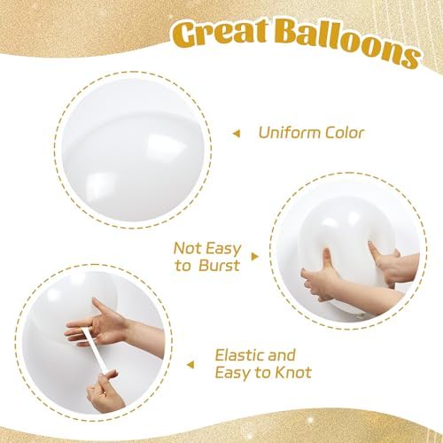 60pcs Gold and White Balloons 12inch for Party Decorations