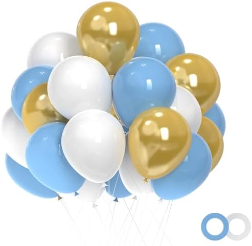 Blue and Gold Balloons 50pcs Party Decor Set