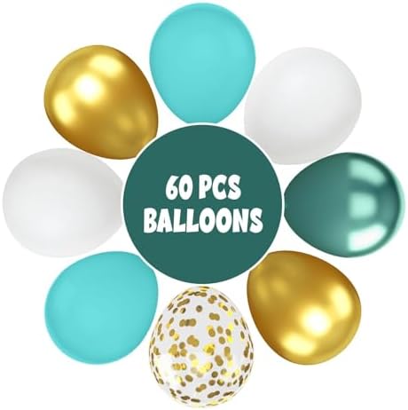 FunHot 60 Pcs Teal Balloons Party Decor