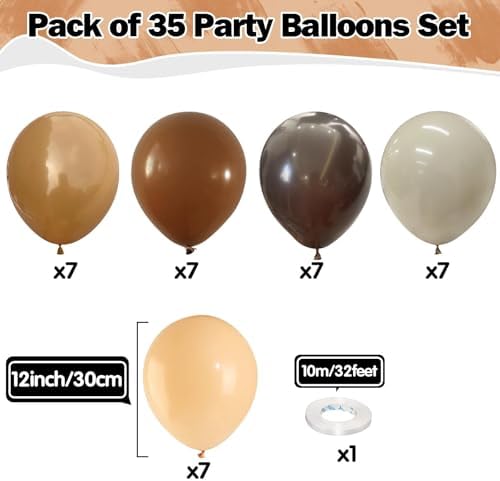 Brown Balloons Set 35 Pcs 12 Inch Neutral Party Decorations