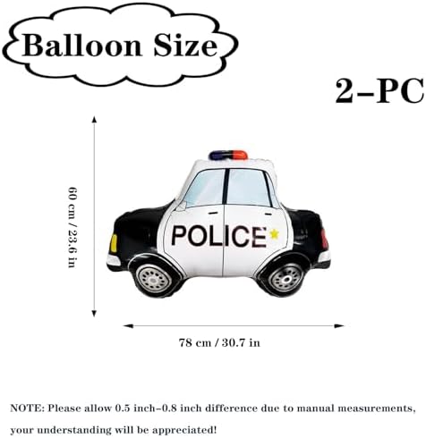 Police Car Foil Balloons 2 Pack Black Party Decor