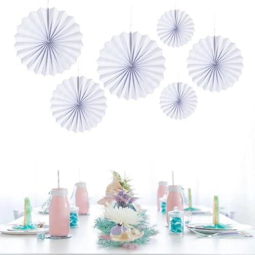 MOWO White Paper Fans 6pc Hanging Decor