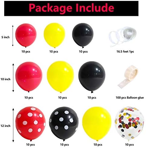 Mouse Balloons Garland Arch Kit 100pcs Red Black Yellow Confetti Balloons