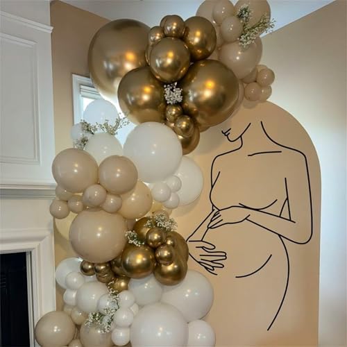 Beige Champagne Gold Balloon Set 60Pcs 12 Inch Neutral Decorations