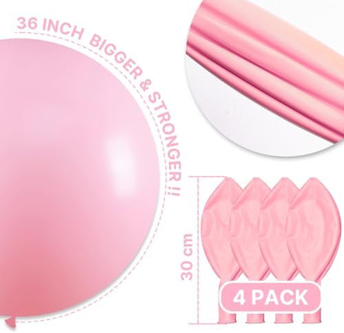 PartyWoo Light Pink Balloons 4pcs 36 Inch Decorations