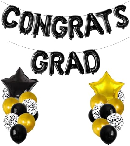 Black Graduation Congratulations Balloon Banner Kit 2025
