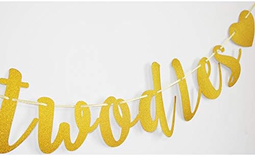 Oh Twodles Gold Hearts Banner for 2nd Birthday