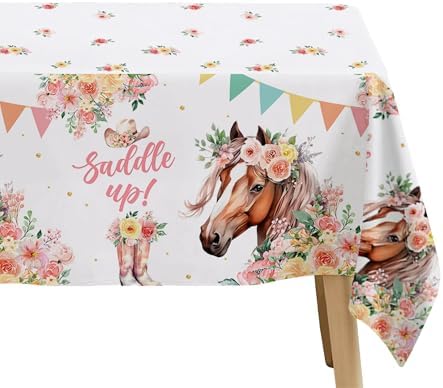 Owelleny Cowgirl Party Decorations Tablecloth 3Pcs Set