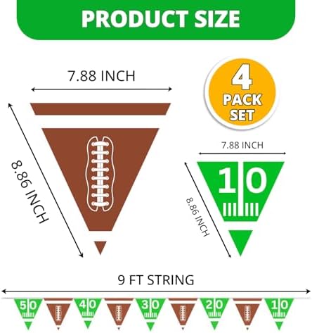 4Es Novelty 4 Pcs Football Flag Banner Set