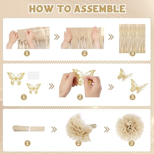 Ouddy Party White and Gold Birthday Decorations