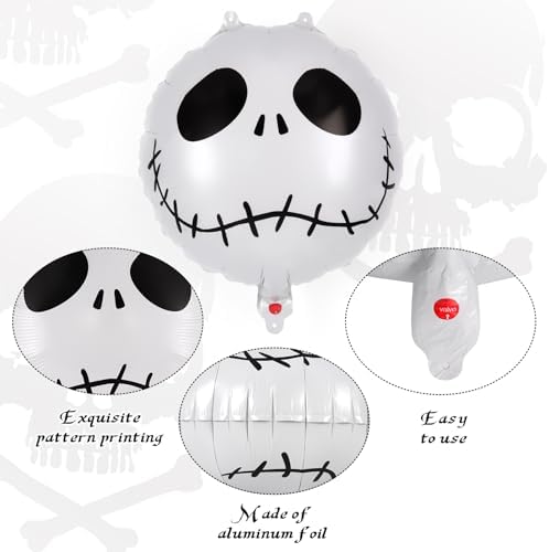 12 Pcs Halloween Balloons Skull Foil Balloons